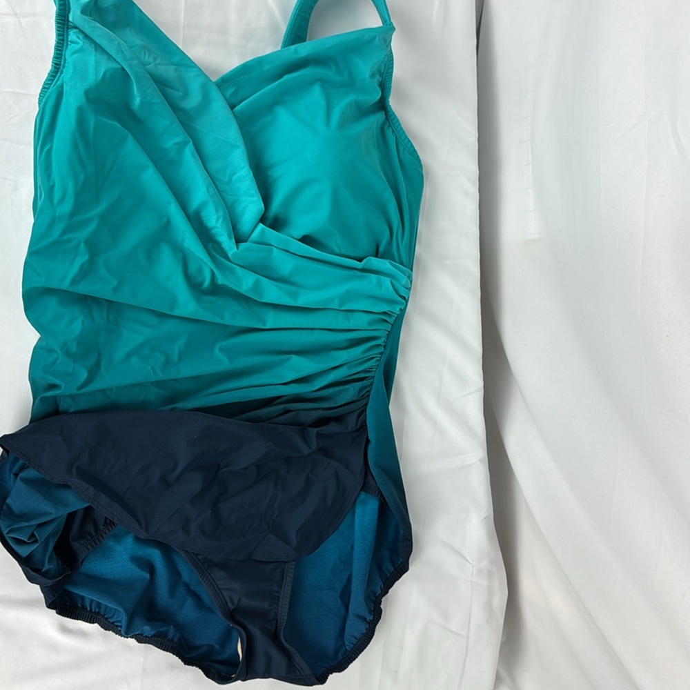 Lands End 18W Long Tummy Control Chlorine Resistant Skirted 1 Piece Swimsuit NWT